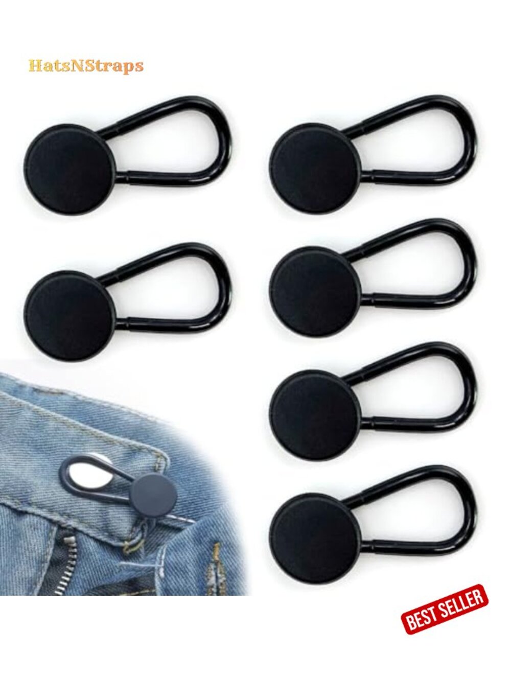 6PCS Waist Extenders for Jeans & Pants, Instant Button Expanders, No-Sew, Adds